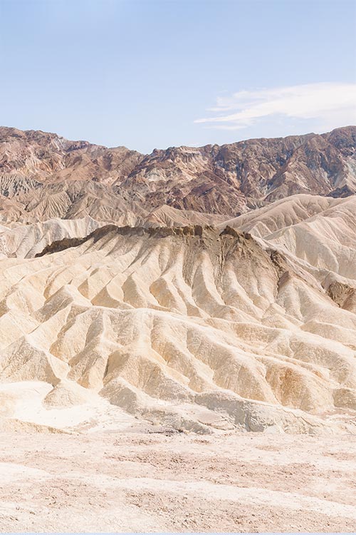 Fine Art photography of Zabriskie Point in Nevada, USA, with light and airy colors